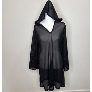 Vintage Jordan Taylor Hooded Mesh Whimsigoth Swimsuit Coverup Dress Womens L USA